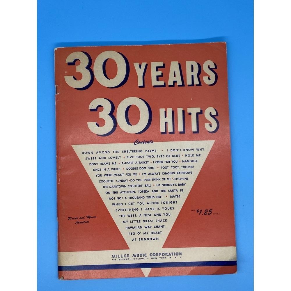 30 Years 30 Hits Vocal Selections Songbook Miller Music 1950
